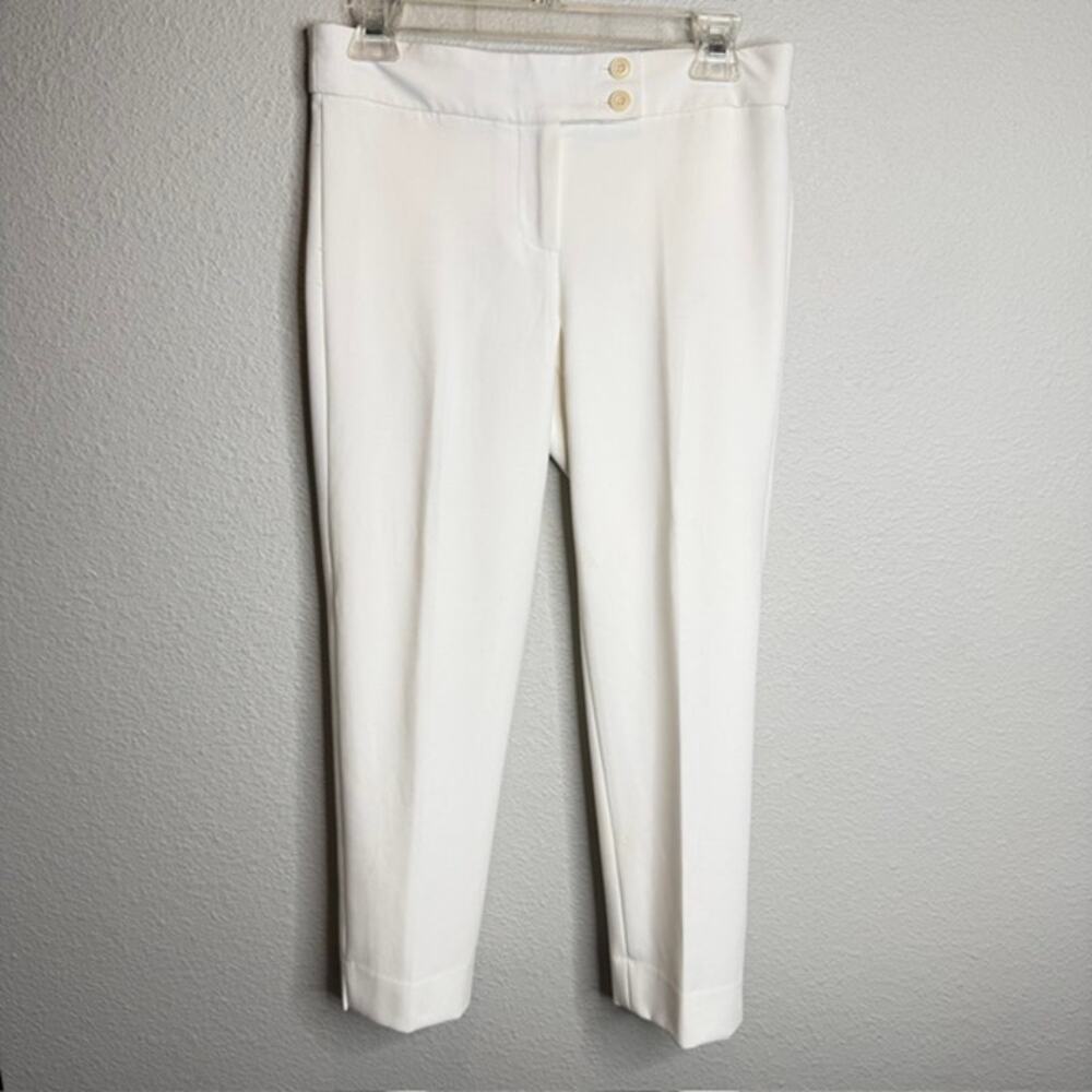 Talbots Petite 4P Cream Ankle Lined Dress Pants Straight Leg Tailored Trousers - Picture 2 of 12